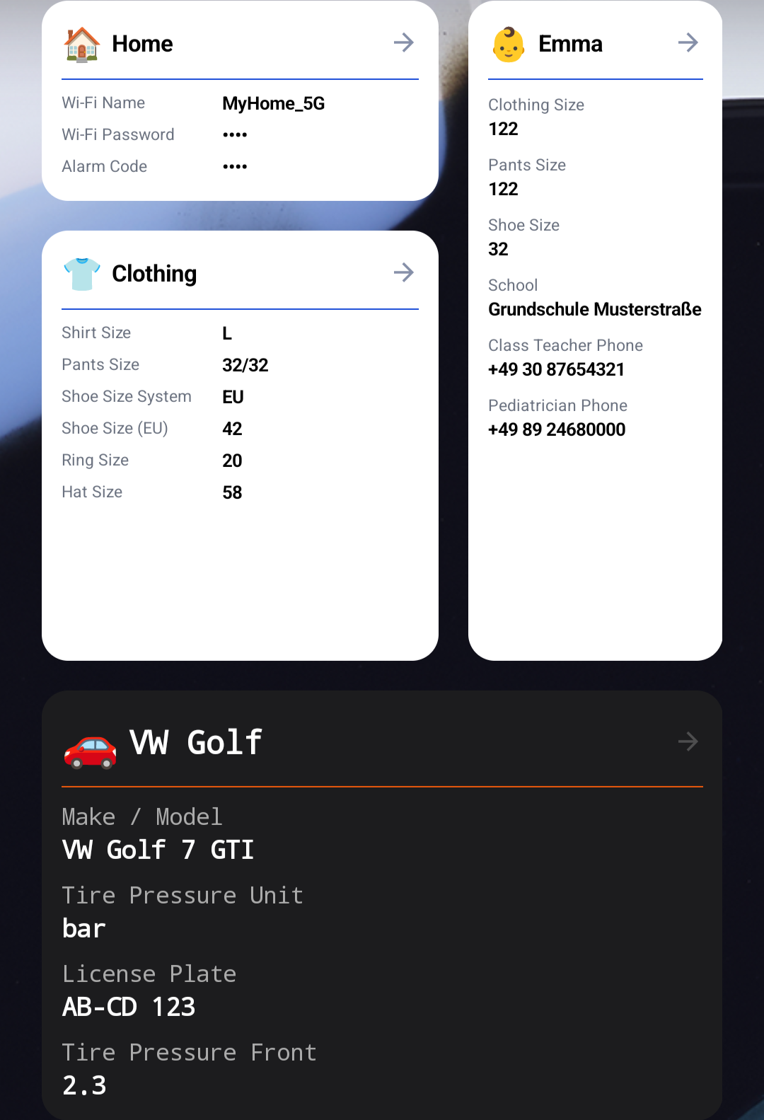 Widgets Screen